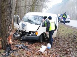 Bus uderzył w drzewo, dwie osoby ranne