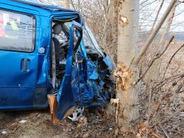 Bus uderzył w drzewo, trzy osoby ranne