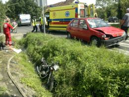 Dwóch nastolatków rannych - wymusili pierwszeństwo motocyklem