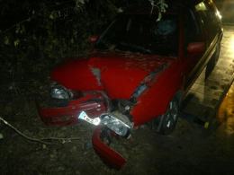 Golf uderzył w drzewo, kierowca i pasażerowie byli pijani