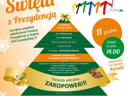 Oficjalny plakat imprezy "Święta z Prezydencją", która odbędzie się 11 grudnia w Opolu.