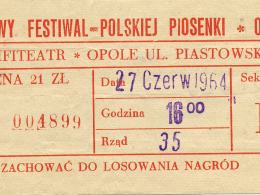 Bilet na II Krajowy Festiwal Polskiej Piosenki.