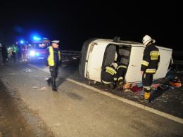 Wypadek busa na autostradzie A4