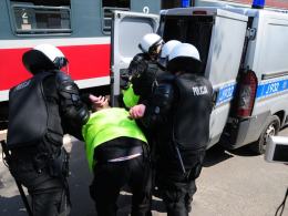 Policjanci rozdzielali agresywnych kibiców