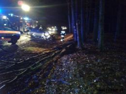 BMW uderzyło w drzewo i dachowało. Cztery osoby są ranne