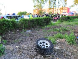 Kobieta wjechała quadem w samochód