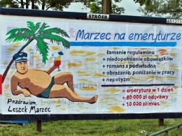 W centrum miasta pojawił się billboard, komentujący aferę w opolskiej policji