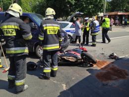 Motocykl i bus zderzyły się na skrzyżowaniu w centrum Opola