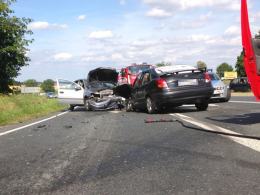 Zderzenie trzech samochodów w Olszowej