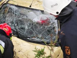 Renault uderzyło w drzewo i dachowało