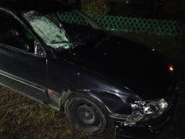 Opel ma uszkodzoną szybę oraz reflektor.