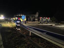 Tragiczny karambol na autostradzie A4, samochody stanęły w płomieniach