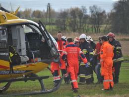 Motocyklista ciężko ranny po czołowym zderzeniu