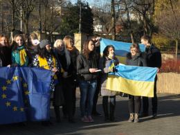 Ukraińscy studenci solidarni z rodakami na Majdanie