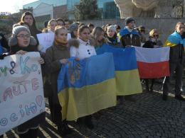 Ukraińscy studenci solidarni z rodakami na Majdanie