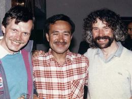Maciej Berbeka, Ashraf Aman i Aleksander Lwow na bankiecie po wyprawie na Broad Peak w 1988 roku.