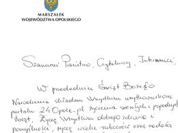 Świąteczne życzenia od marszałka województwa opolskiego