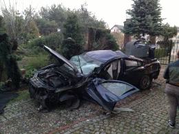 Kierowca volvo dachował w Dębskiej Kuźni