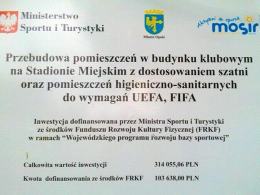Przypomnijmy, że szatnie wyremontowano niedawno za ponad 300 tys. zł. MOSiR przekonywał, że inwestycja została zrealizowana zgodnie z wytycznymi UEFA i FIFA.