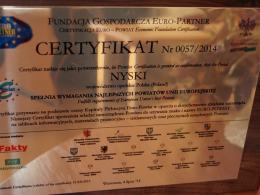 Powiat nyski z certyfikatem "Euro-Powiatu"