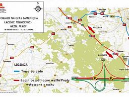 Mapa organizacji ruchu na węźle Prądy.