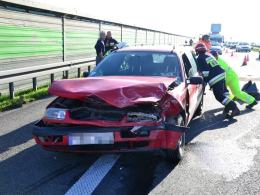 Dwa zderzenia na autostradzie A4