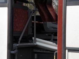 Konar drzewa spadł na autobus, jedna osoba jest ranna