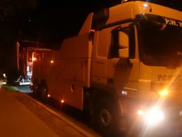 Ciężarówka spłonęła na obwodnicy Lubrzy