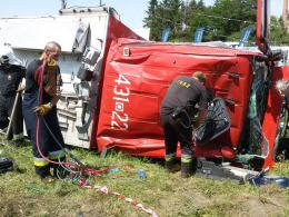 Groźny wypadek wozu strażackiego w Kluczborku
