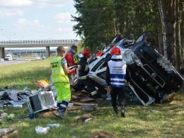 Kamper dachował na autostradzie A4