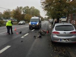 Kierowca skutera ranny po zderzeniu z samochodem
