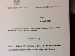 Patryk Jaki Wiceministrem Sprawiedliwości!