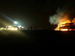 Bus spłonął na obwodnicy Opola
