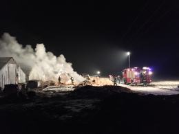 Pożar sterty słomy w Sławicach