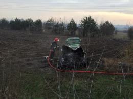 Volkswagen uderzył w drzewo i stanął w płomieniach