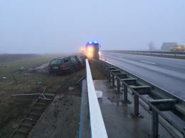 Wypadek na autostradzie, jedna osoba została ranna