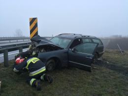 Wypadek na autostradzie, jedna osoba została ranna