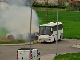 Pożar sterty słomy na ul. Wiejskiej w Opolu