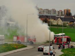 Pożar sterty słomy na ul. Wiejskiej w Opolu