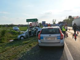 Dwie osoby ranne po wypadku przed remontowanym wiaduktem