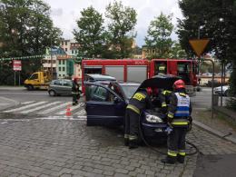 Pożar mercedesa przy ul. Piastowskiej