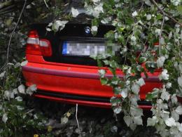 BMW zjechało z drogi i zatrzymało się w lesie