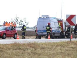 Wypadek na "grzybku", jedna osoba została ranna