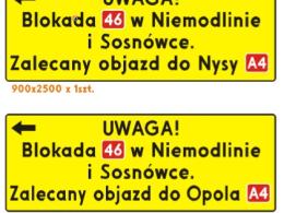 Tablice z informacjami o objeździe.