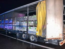 Nocny pożar naczepy na autostradzie A4