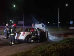Pożar mini coopera na ulicy Jankowskiego w Opolu