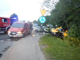McLaren rozbił się na rondzie w Krapkowicach