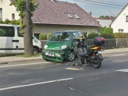Zderzenie skutera z matizem. Kierowca skutera nietrzeźwy