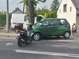 Zderzenie skutera z matizem. Kierowca skutera nietrzeźwy