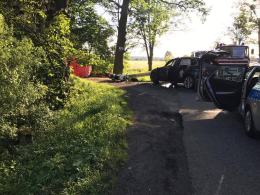 Tragiczny wypadek motocyklisty przed Dąbrową.